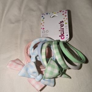 NWT Claire's Club Hair Tie Bow Gingham Set of 10